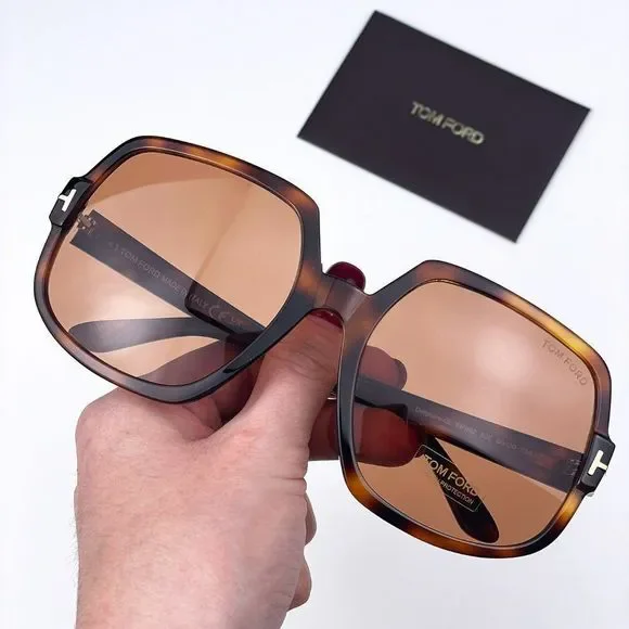 Tom Ford FT0992 DELPHINE 52E Sunglasses Havana Brown Oversized Women - Picture 1 of 12